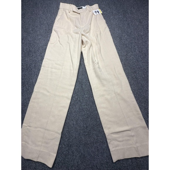 ASOS Design Pants Mens 28x32 Beige Wool Blend Dress Slacks Textured Flat Front - Picture 1 of 8